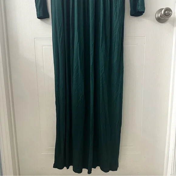 Green Maxi Dress L Faux Wrap Long Sleeve Wedding Guest Maternity | OUGES - Picture 3 of 10